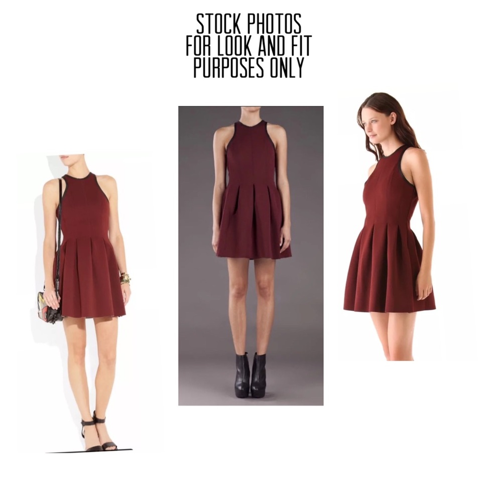 Alexander Wang Burgundy Racer Back Pleated Dress S